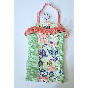 Matilda Jane NWT 10 Adventure Begins on the Shore Ruched Halter Swim Top